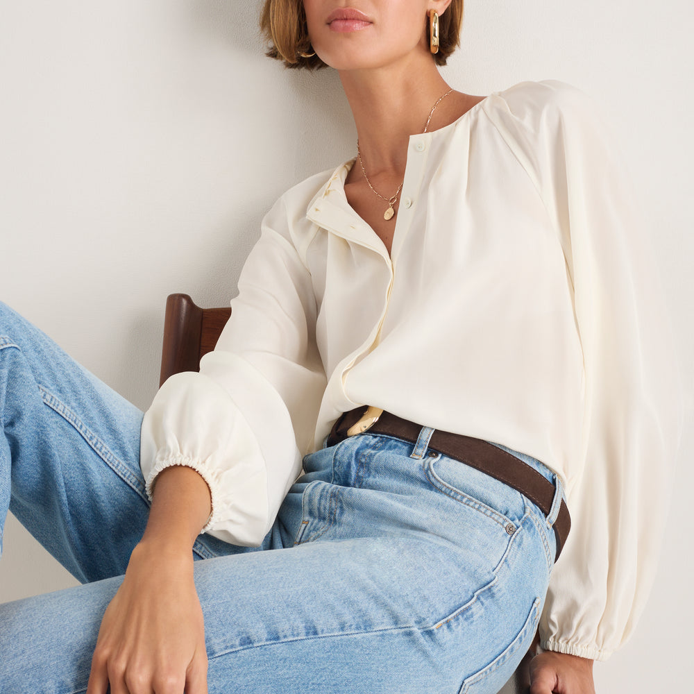 Cath x WYSE Elizabeth Silk Blouse - Ivory
