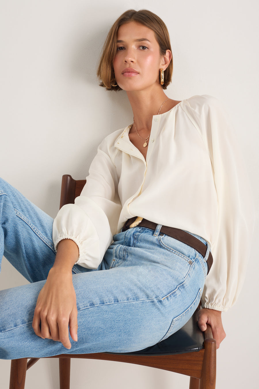 Cath x WYSE Elizabeth Silk Blouse - Ivory