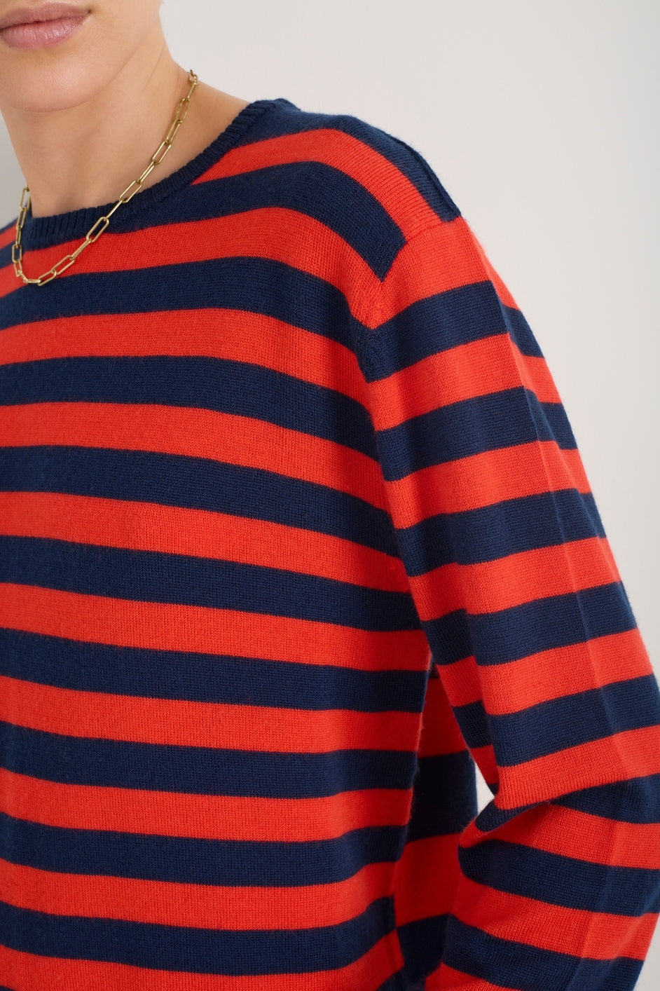 Cath x WYSE Brigitte Jumper - Tomato Red/Midnight Stripe