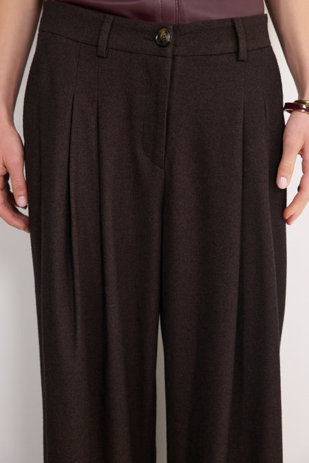 Cath x WYSE Audrey Wool Blend Trouser - Chocolate