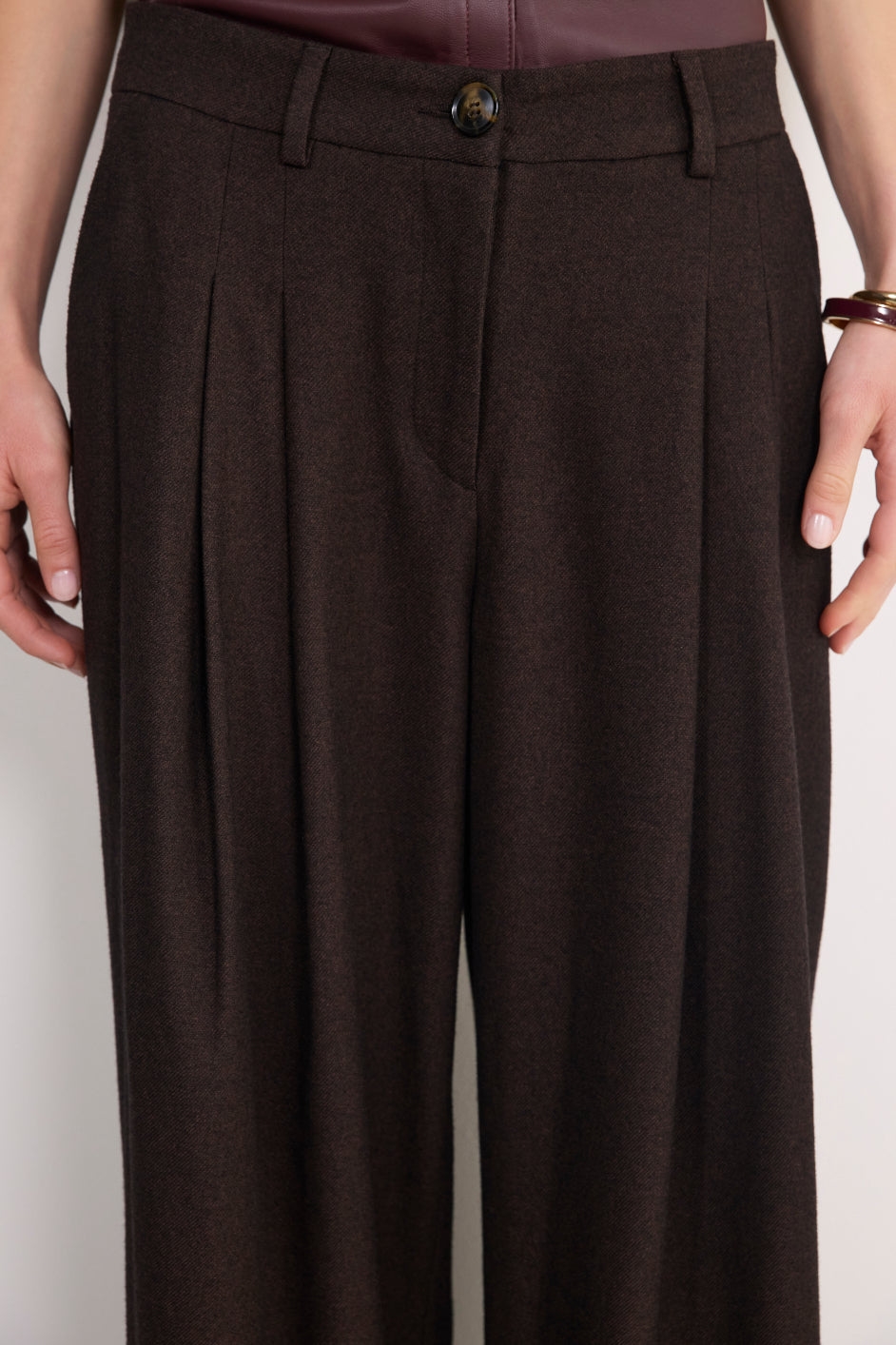 Cath x WYSE Audrey Wool Blend Trouser - Chocolate