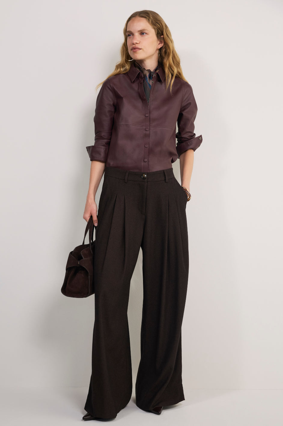 Cath x WYSE Audrey Wool Blend Trouser - Chocolate
