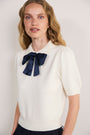 Cath x WYSE Gabrielle Tie Knit Top - Ivory