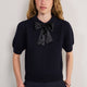 Cath x WYSE Gabrielle Tie Knit Top - Midnight