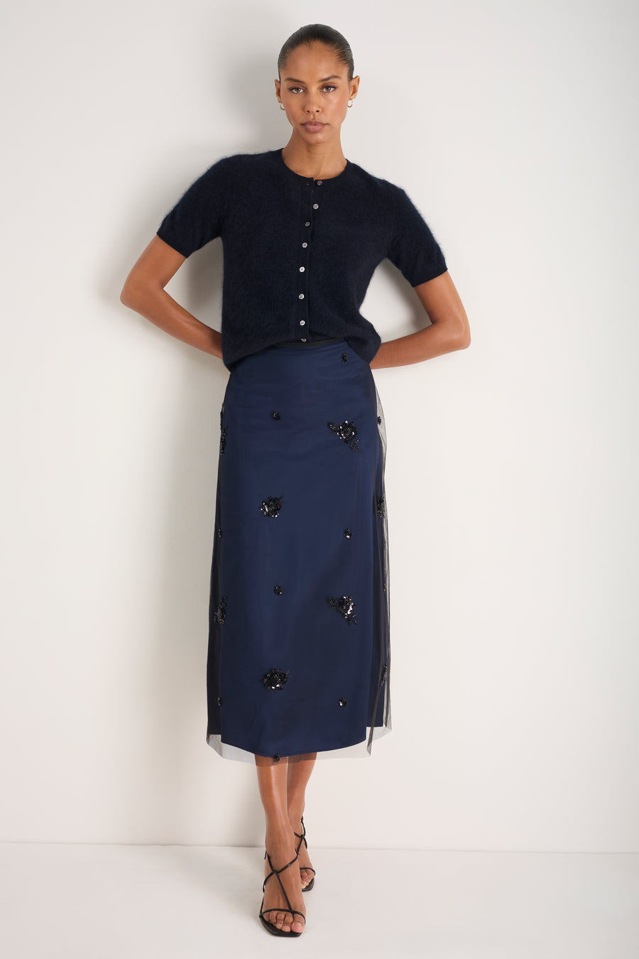 Cath x WYSE Grace Embellished Skirt - Midnight