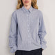 Cath x WYSE Martha Tie Shirt - Cocoa/Blue Stripe