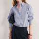 Cath x WYSE Martha Tie Shirt - Cocoa/Blue Stripe
