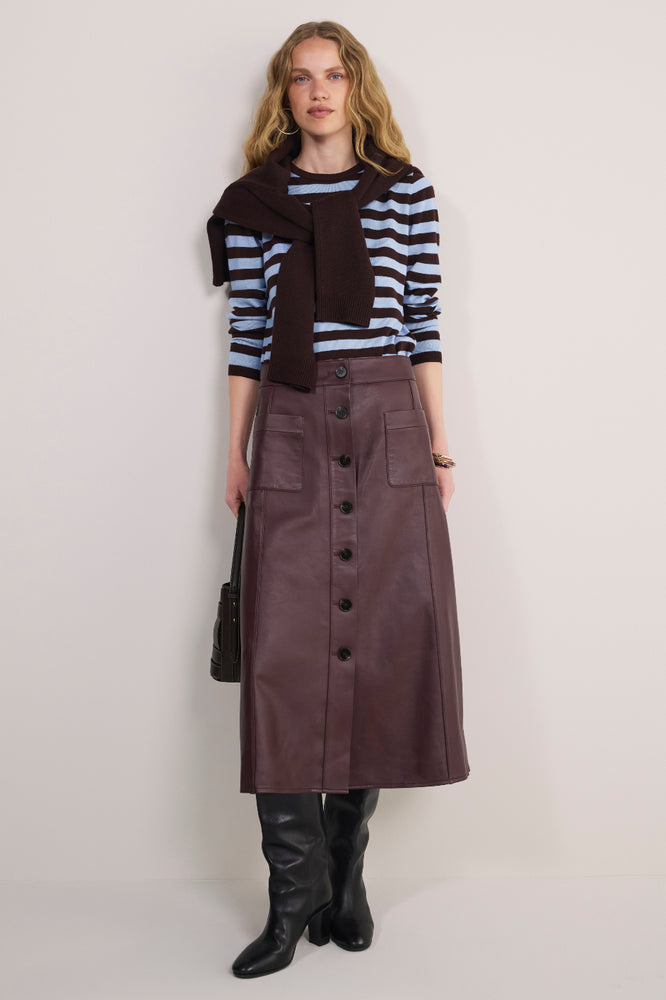 Cath x WYSE Miranda Leather Skirt - Oxblood