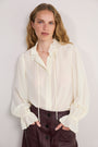Cath x WYSE Victoria Tie Neck Silk Blouse - Ivory