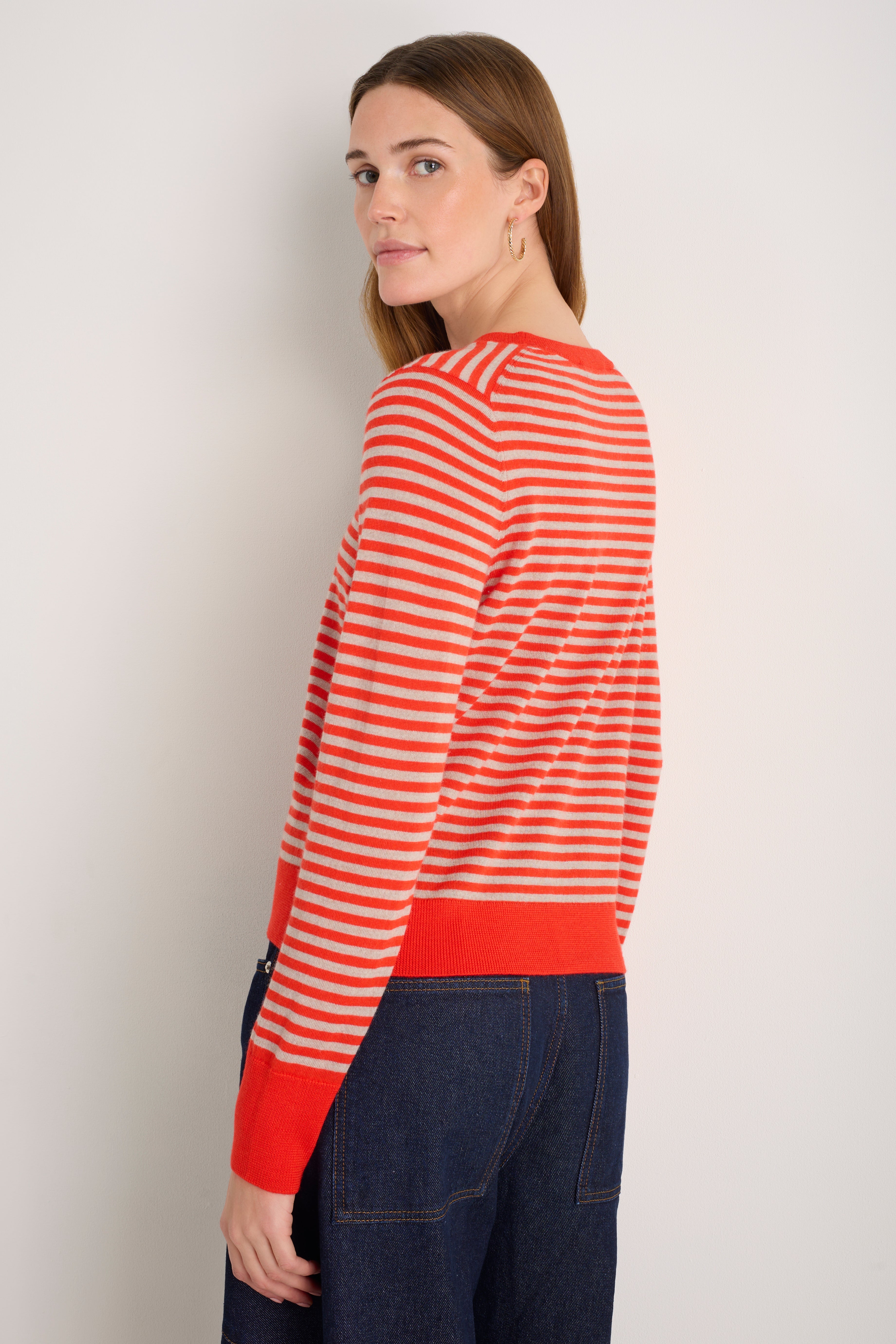 Catrin Jumper - Bitter Orange/Oat Micro Stripe – WYSE London