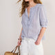 Cecelie Blouse - Blue/Ivory Stripe
