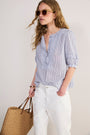 Cecelie Blouse - Blue/Ivory Stripe