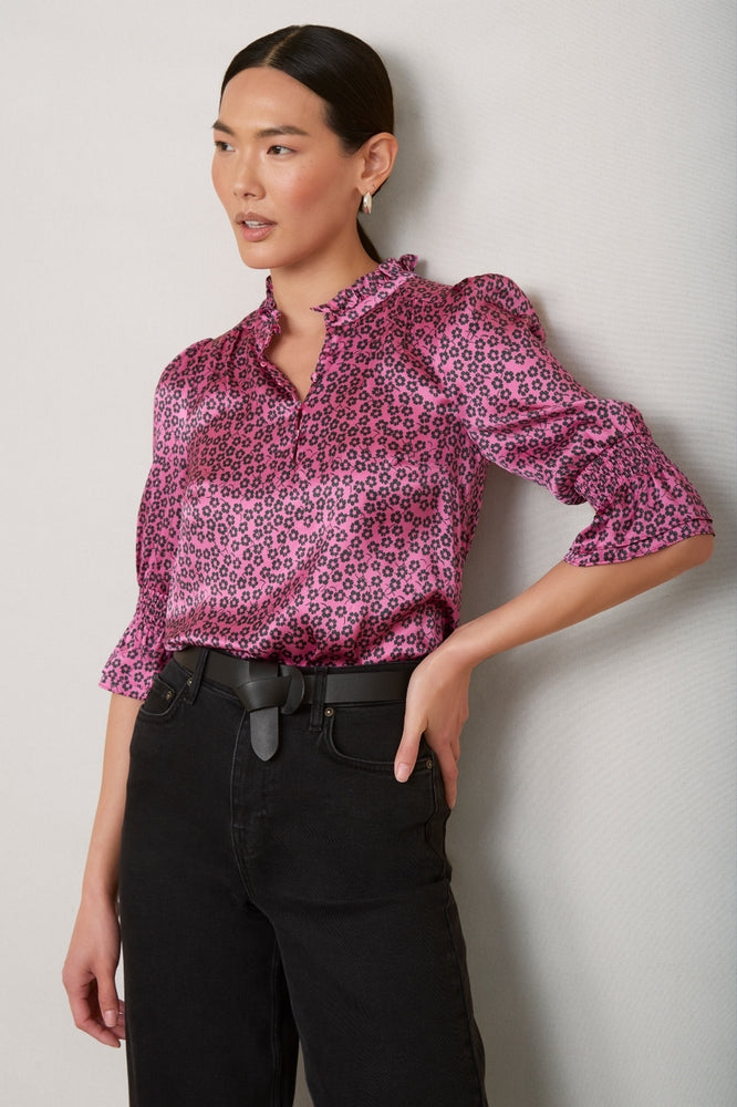 Celine Silk Blouse - Pink Floral