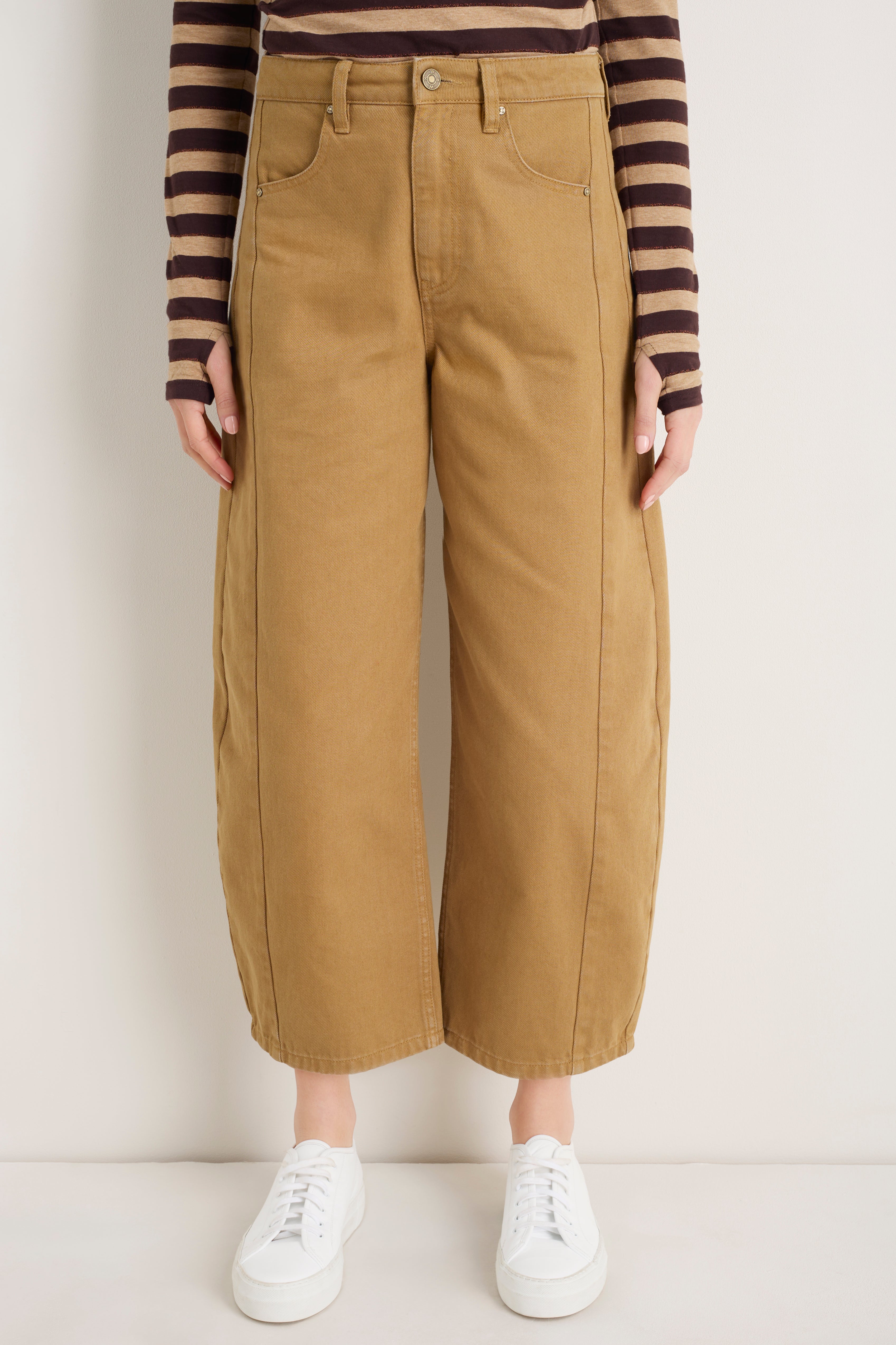 Charlie Curved Pocket Horseshoe Jean - Cumin Brown