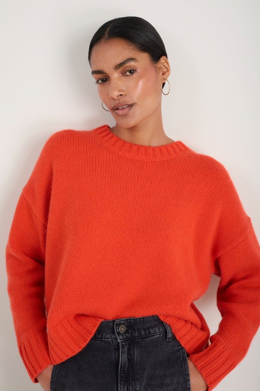 Liana Chunky Crew Neck Jumper - Paprika Orange