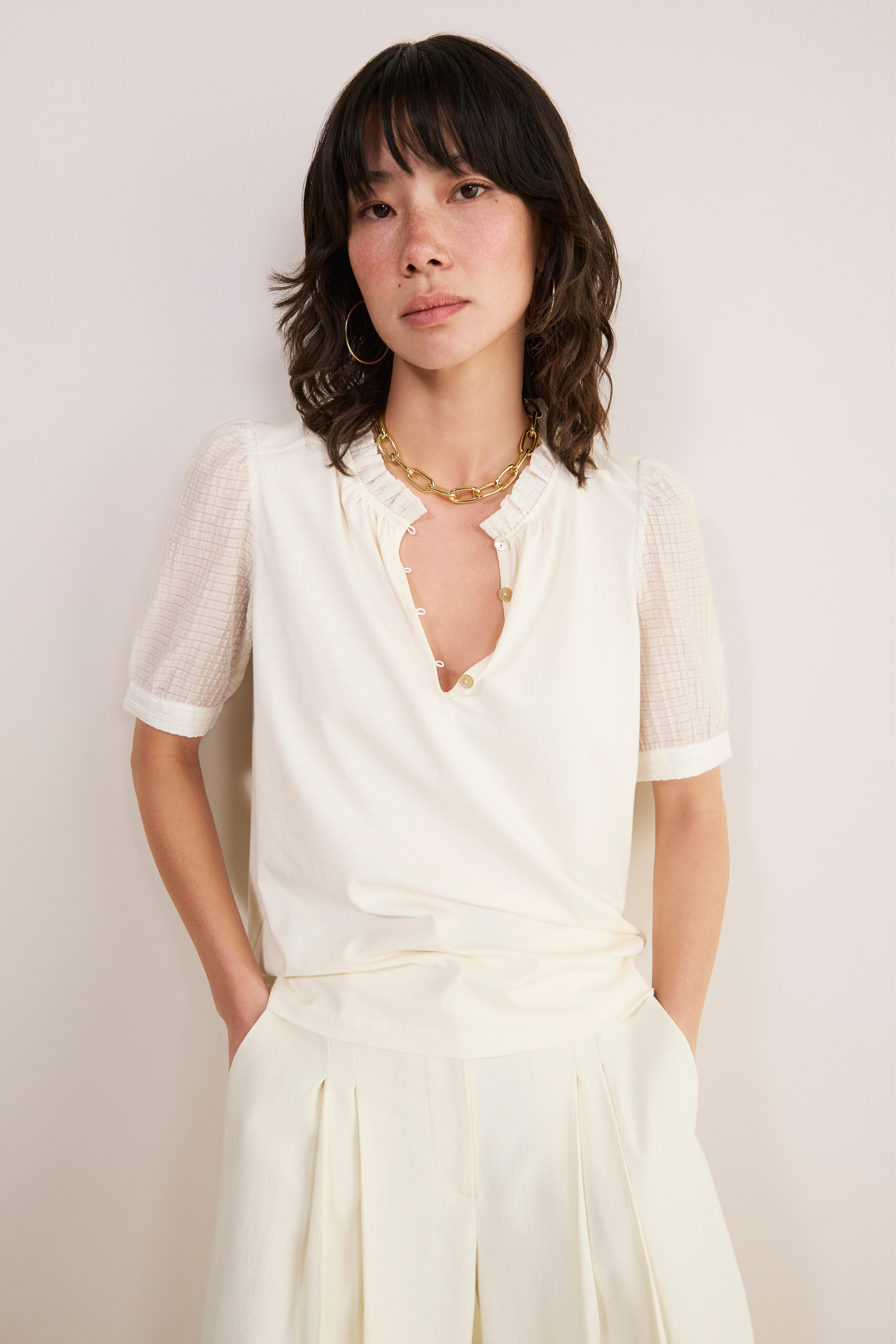 Charlise Short Sleeve Top - Ivory