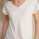 Chiara Linen V Neck Tee - White