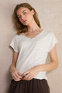 Chiara Linen V Neck Tee - White
