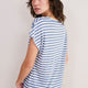 Chiara Linen V Neck Tee - Denim Blue/Ivory Stripe