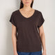 Chiara Linen V Neck Tee - Cocoa