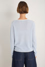Chrissie Cashmere Jumper - Chambray Blue/Ivory Micro Stripe