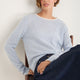 Chrissie Cashmere Jumper - Chambray Blue/Ivory Micro Stripe
