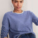 Chrissie Cashmere Jumper - Cobalt/Grey Micro Stripe