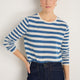 Chrissie Cashmere Jumper - Denim Blue/Ivory Stripe