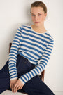 Chrissie Cashmere Jumper - Denim Blue/Ivory Stripe
