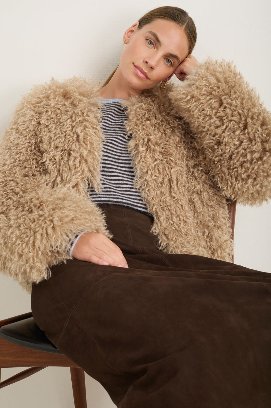 Cameron Shaggy Faux Fur Jacket - Oyster