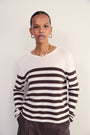 Chrissie Cashmere Jumper - Ivory/Cocoa Stripe