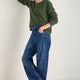 Chrissie Cashmere Jumper - Peridot/Dark Olive Micro Stripe