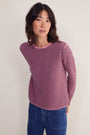 Chrissie Cashmere Jumper - Raisin/Pink Micro Stripe