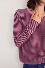 Chrissie Cashmere Jumper - Raisin/Pink Micro Stripe