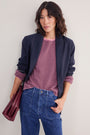 Chrissie Cashmere Jumper - Raisin/Pink Micro Stripe