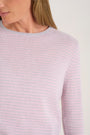 Chrissie Cashmere Jumper - Silver/Blossom Pink Micro Stripe