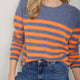 Chrissie Cashmere Jumper - Denim Blue/Orange Stripe