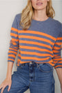 Chrissie Cashmere Jumper - Denim Blue/Orange Stripe