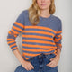 Chrissie Cashmere Jumper - Denim Blue/Orange Stripe