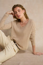 Chrissie Cashmere V-Neck Jumper - Oat Sparkle