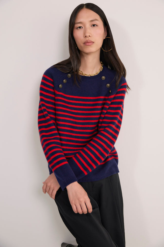 Clemence Jumper - Red/Midnight Stripe