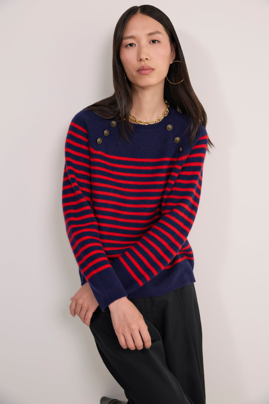 Clemence Jumper - Red/Midnight Stripe