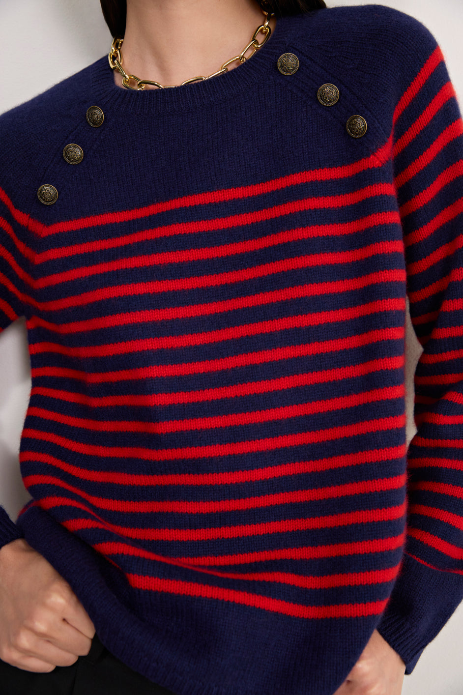 Clemence Jumper - Red/Midnight Stripe