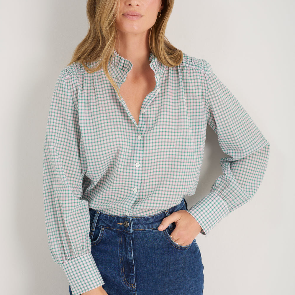 Clemmy Classic Shirt - Green/Pink Check