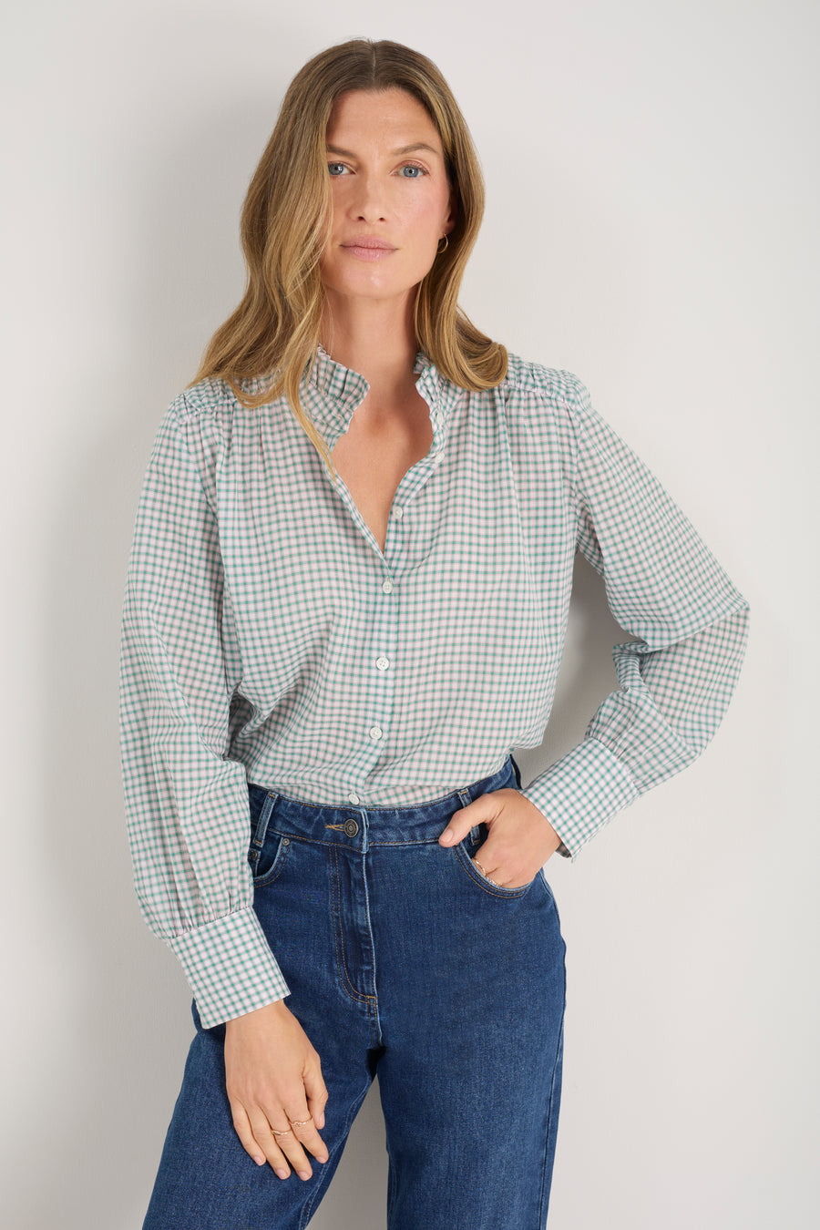 Clemmy Classic Shirt - Green/Pink Check