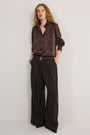 Clemmy Silk Satin Blouse - Cocoa