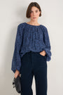 Connie Silk Blend Top - Midnight Mono Floral