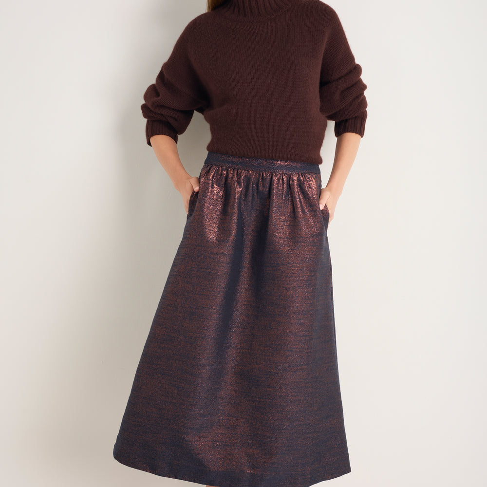 Coral Metallic Skirt - Midnight/Copper