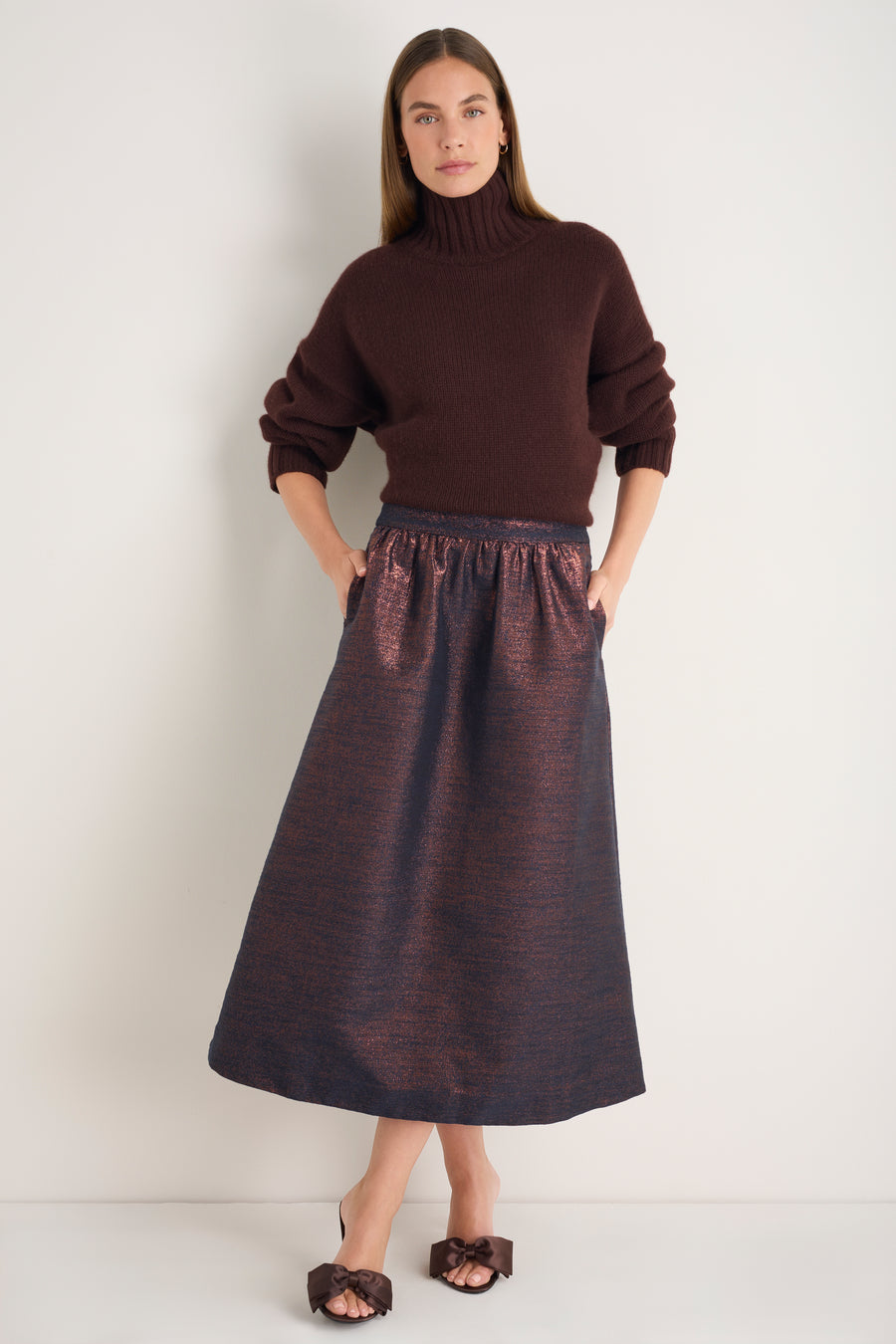 Coral Metallic Skirt - Midnight/Copper