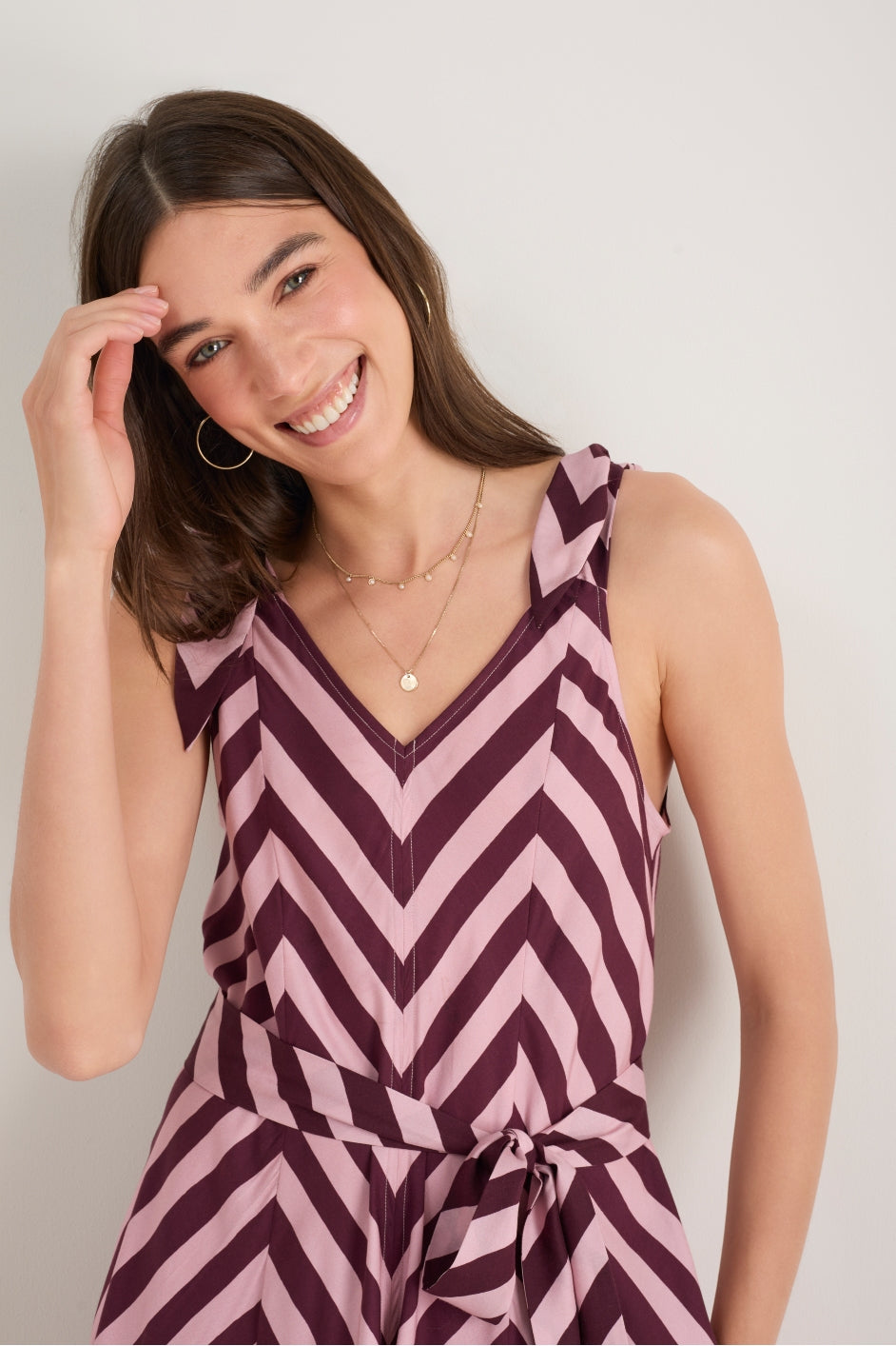 DB X Wyse Hanky Hem Dress - Plum Stripe